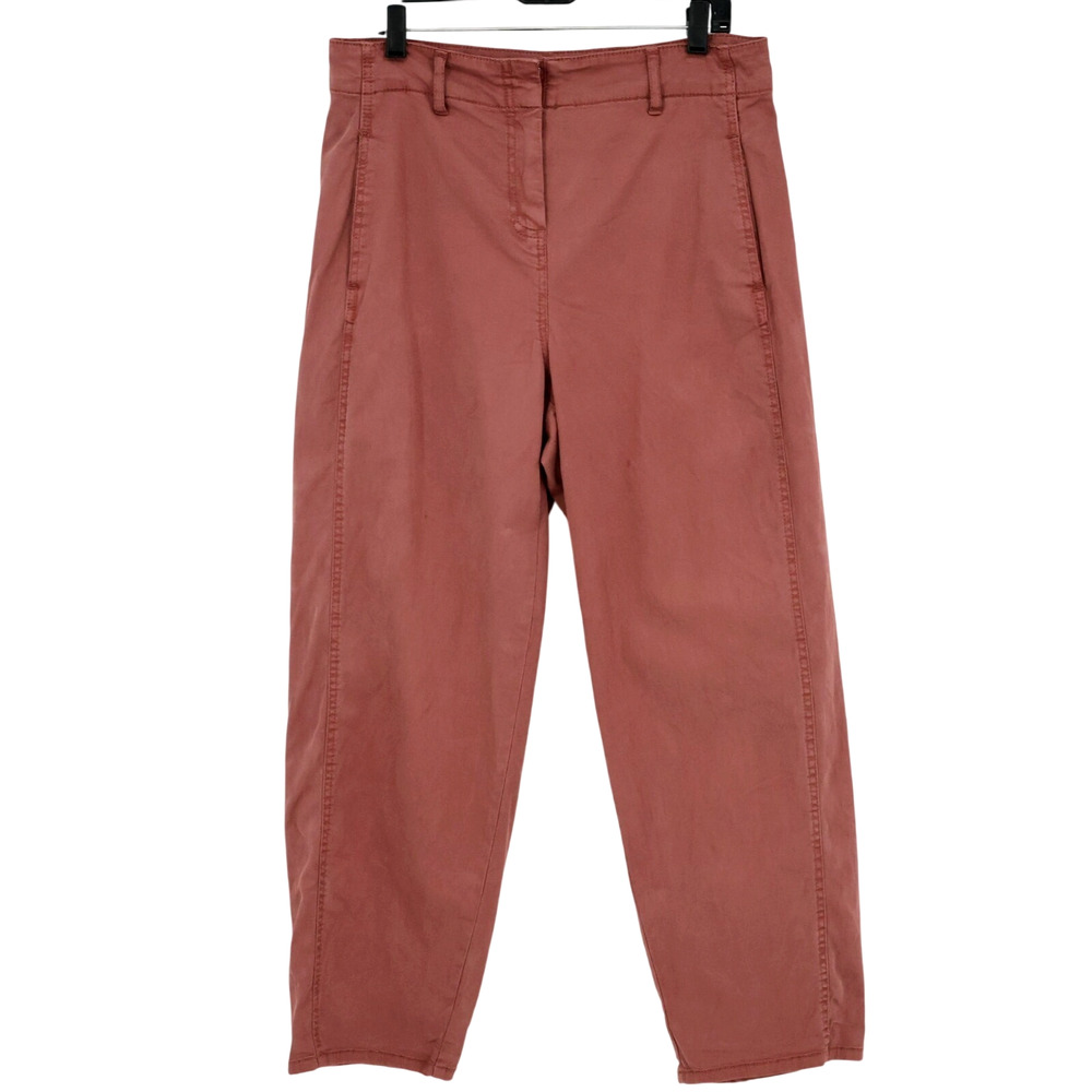 Joie Pants Womens 10 Brick Red Stretch Cotton Twill Chino Pockets Straight Leg